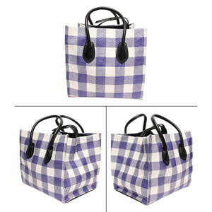 Celine straw leather check Luggage gingham Phantom handbag blue